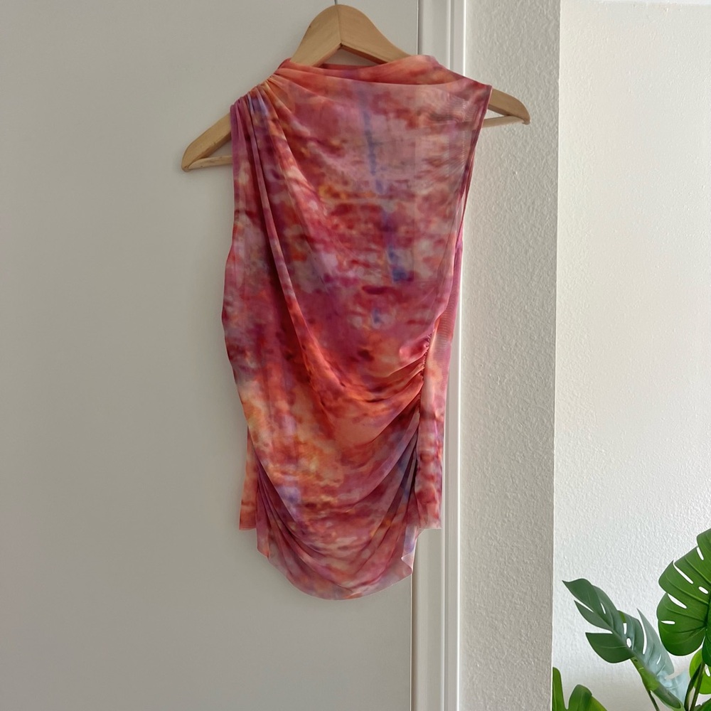 Zara Women's Pink Colorful Sheer Vibrant Sleeveless Top - Picture 3 of 3
